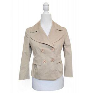 NWT PINKO pavida caban tan beige short 3/4 sleeve jacket made in Italy size 6